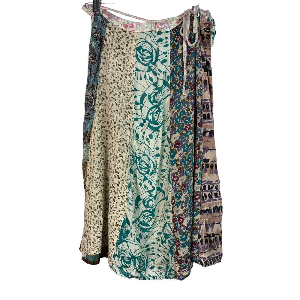 Ophelia for FC‎ Women's Colorful Embroidered Patchwork Midi Wrap Skirt *